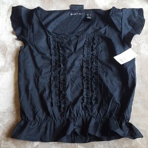 DKNY black peasant top 💓